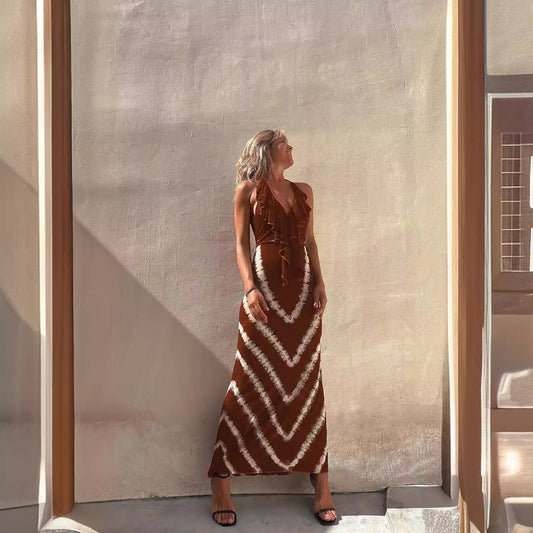 Women's Clothing Sexy Print Sleeveless V-neck A- Line Dress